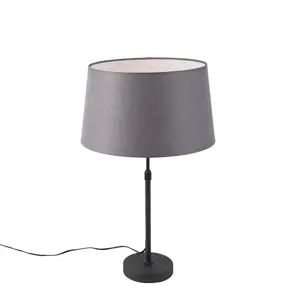 Produkt Stolní lampa černá s lněným odstínem šedá 35 cm nastavitelná - Parte