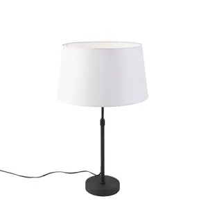 Stolní lampa černá s lněným stínidlem bílá 35 cm nastavitelná - Parte