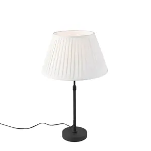 Stolní lampa černá s skládaným odstínem krémová 35 cm nastavitelná - Parte