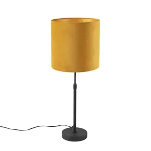 Produkt Stolní lampa černá se sametovým odstínem žlutá se zlatem 25 cm - Parte