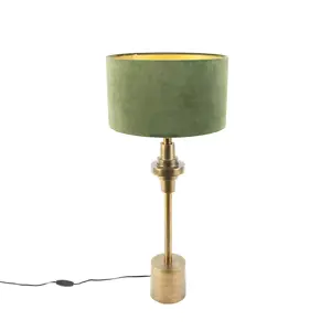 Stolní lampa ve stylu art deco se sametovým odstínem zelené 35 cm - Diverso