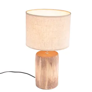 Stolní lampa venkovská béžová s hnědou 43 cm - Lipa