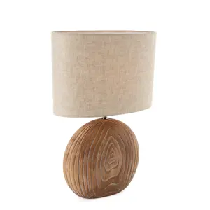 Stolní lampa venkovského stylu béžová s hnědou 53 cm - Djo