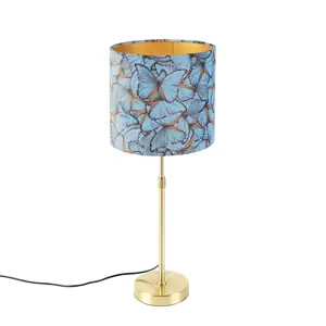 Produkt Stolní lampa zlatá / mosazná se sametovými odstíny motýlů 25 cm - Parte