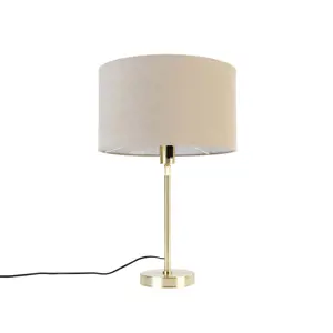 Stolní lampa zlatá nastavitelná se stínidlem světle hnědá 35 cm - Parte