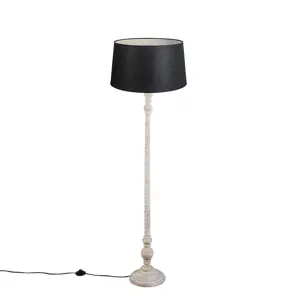 Produkt Venkovská stojací lampa béžová s odstínem černého lnu - Classico