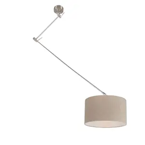 Závěsná lampa ocelová se stínidlem 35 cm nastavitelná taupe - Blitz I.