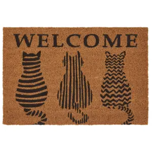 Dveřní Rohožka Welcome Cats, 40/60cm, Hnědá