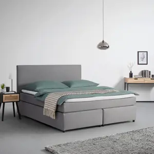 Postel boxspring s toperem, 180x200 cm, šedá